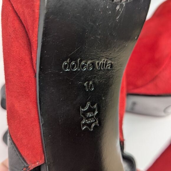 Dolce Vita Red & Black colorblock Platform Slingback block heels womens 10 - Picture 8 of 10